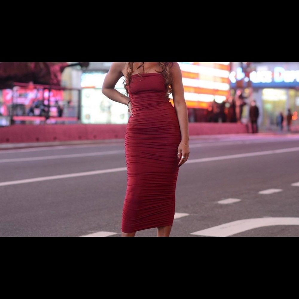 Burgundy Fitted Dress